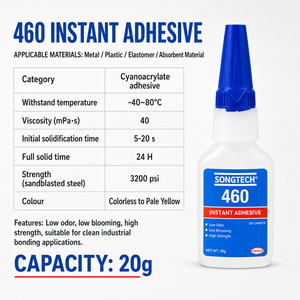 Adhesivo <span class=keywords><strong>de</strong></span> <span class=keywords><strong>Cianoacrilato</strong></span> Industrial SONGTECH Directo <span class=keywords><strong>de</strong></span> Fábrica, Alternativa a Loctite 401 406 460 480 495 496, Pegamento CA <span class=keywords><strong>de</strong></span> Curado Rápido - Product Image 5