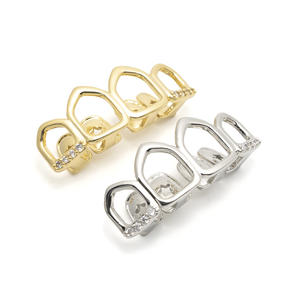 Nuovo vuoto 18K placcatura in oro reale Grillz con zircone in ottone quattro denti Hip Hop Grillz - Product Image 6