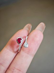 Xinlfy Luxury 18k Gold Water Drop <b>Ring</b> Natural Ruby and Diamond <b>Fine</b> <b>Ring</b> for Women's Party - Product Image 5