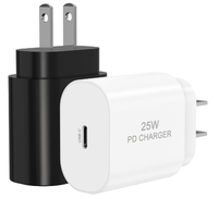 Adaptateur mural USB-C PD 3.0 à charge ultra rapide TT&C 25W, prise US, lot de 2 pour iPad, câble blanc non inclus, entrée 120V