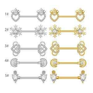 Anelli per capezzoli all'ingrosso in acciaio inossidabile placcati oro 18 carati con zirconi per gioielli da donna per matrimonio, corpo, orecchio e <span class=keywords><strong>helix</strong></span> - Product Image 2