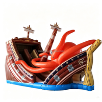 Nouvelle conception Toboggan gonflable géant d'intérieur et d'extérieur en forme de pieuvre ou de bateau pirate