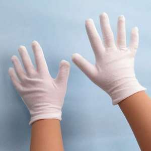 Gants en coton blanc confortables et respirants pour enfants, antidérapants, anti-chaleur, style uni, usage général, texture lisse, quotidien - Product Image 3