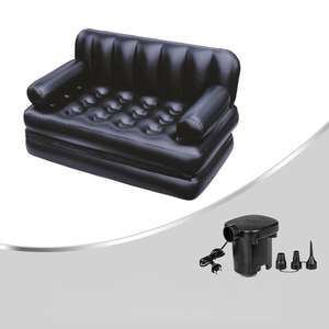 クリアランスセール中！二人掛けPVC製インフレータブルソファベッド、ダブル厚手リクライニング、折りたたみ式、フロッキング加工 - Product Image 6