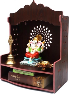 ที่ตั้งวิหารไม้ MDF ไม้ Puja Mandir แกะสลักติดผนังที่สวยงามสำหรับตกแต่งผนังบ้านสำนักงาน - Product Image 3