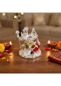 Shiv Parivar Idol 3.75 Inch Premium Silver Plated Hindu God <b>Statue</b> for Home Temple Puja Decor Spiritual Religious Gift - Product Image 3