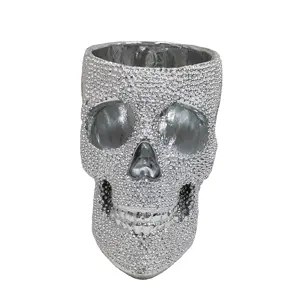 Серебряный Скелет человеческий череп Хэллоуин Декор Статуэтка тисненая смола