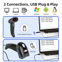 Luckydoor K-215R 1D Wireless USB Handheld Barcode Scanner dengan Kapasitas Membaca Ukuran A4 Pemindai Stok Otomatis Berkecepatan Tinggi