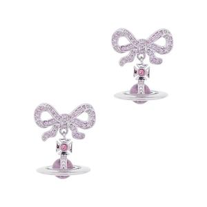 Pendientes Vivienne Purple Bow 3D Planet Drop, Aleación con Diamantes de Zirconia, Diseño de Saturno, Elegantes y Lujosos, Unisex - Product Image 6