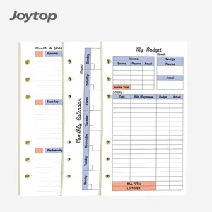 Joytop Custom 12 Maanden Organizer 88 Lakens 6 Ringband A6 Budget Bindmiddel Planner Refill Insert Filler Papier