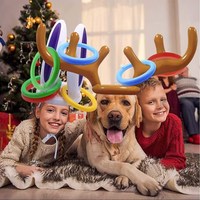 Jeu de lancer d'anneau de bois de renne gonflable Jeux de Noël Lancer d'anneau pour les jeux de fête de Noël