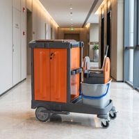 Chariot de nettoyage multifonctionnel en plastique, chariot de ménage pour hôtel, aéroport, clinique