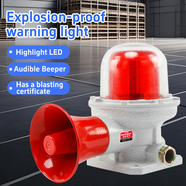 IP65 ATEX Explosion Proof Sound Light Alarm High Decibel Red Flashing LED Siren Horn for Warehouse Tunnel Mine Industrial Safety