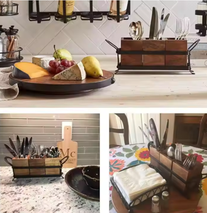 Tezgah ve yemek depolama rafı için büyük 3 bölme çiftlik mutfak eşyası tutucu - Product Image 6