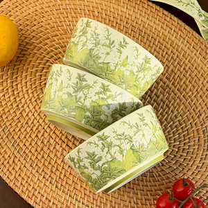 ชุดอาหารเซรามิกลายดอกลิลลี่ออฟวาลลีย์สีเขียว  ชามลายละเอียดสีสันสดใส สำหรับใช้ในบ้าน งานเลี้ยงอาหารค่ำ งานแต่งงาน คริสต์มาส จานสำหรับร้านอาหาร มีสินค้าพร้อมส่ง - Product Image 1