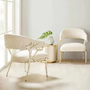 Luxuriöse italienische Wohnzimmer möbel, Banketts tuhl, Messing, Koralle, kreatives Esszimmer, Sessel aus weichem Samt