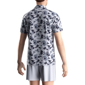 Polo personnalisé à sublimation, chemise hawaïenne décontractée à fleurs pour hommes, vêtements de plage - Product Image 6