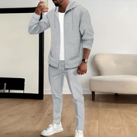 Ensemble de survêtement décontracté sportif pour homme, style européen et américain, avec veste tricotée à capuche zippée et pantalon de survêtement ample, 100% coton