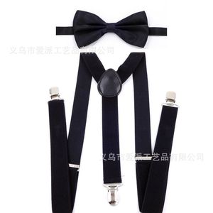 Children's Black <b>Bow</b> Tie And Suspender Set With 3-Ply Clips For Preschool Performances - Product Image 1