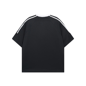 Camisetas personalizadas de gran tamaño con manga raglán para hombre, ropa de calle de verano, poliéster, cuello en V, malla a rayas, bloque de color, camiseta para hombre - Product Image 3