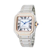 Montre mécanique NUOYA de luxe pour homme, style hip-hop, sertie de moissanite, cadran à chiffres romains, passe le test du diamant, cadran carré coloré