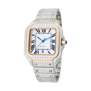 Orologio Meccanico da Uomo NUOYA di Lusso Stile Hip-Hop con Moissanite, Quadrante con Numeri Romani, Supera il Test del Diamante, Quadrante Quadrato Colorato - Product Image 3