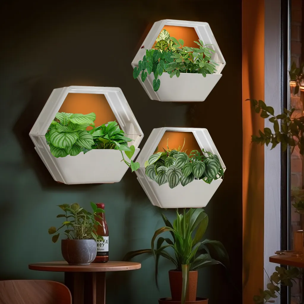 Smart Indoor Plant Kweeksysteem Met Automatisch Absorberen Pot Eco-Vriendelijk Materiaal Plantenbak Met Lichte Kruidenkweker