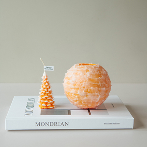 Bougie spirale sphérique artisanale avec flamme fondante en forme de sapin de Noël, bougie parfumée à mèche en forme de Noël, bougie spirale 2 en 1 - Product Image 4