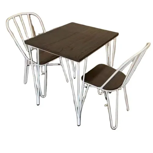 New design powder coating tube wire metal dining cafe chair with wood seat