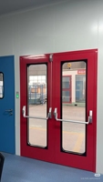 Porte de sortie en verre GMP haute sécurité avec barre anti-panique et serrure d'urgence pour hôpitaux et laboratoires