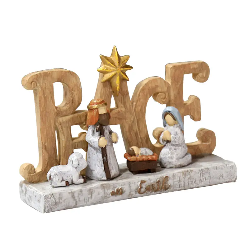 Religious culture Resin hand-painted holy family statue of Father and Mother of Christ baby Peace Jesus gift decorations