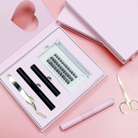 Kit de Pestañas Postizas Individuales Hechas a Mano, Pestañas de Racimo, Pelo Sintético Superfino, 12 Filas, Aspecto Natural, Set de Regalo
