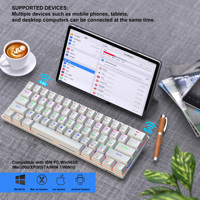 Clavier Gamer filaire de jeu mécanique Portable 60% avec commutateurs bleus rétro-éclairé LED 61 touches Mini clavier de bureau Ultra Compact
