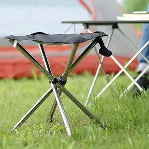 NPOT, taburete portátil ligero para acampar al aire libre, silla de pesca plegable de aluminio