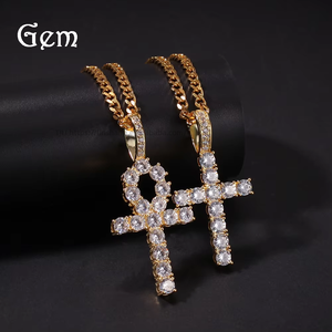 <b>Copper</b> inlaid zircon cross zircon Anhe pendant Ha set cross-flow men's jewelry - Product Image 2