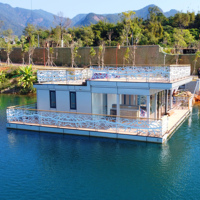 Flotteurs modulaires en forme de bateau à faire soi-même à vendre près de chez moi, vacances en bateau-maison, locations de bateaux-maisons de luxe, tambour noir et gris pour l'extérieur