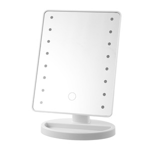Espelho de Maquiagem Quadrado de Plástico com Luz LED Tricolor, Base Dobrável, Espelho de Mesa para Penteadeiras, Luzes Estilo Princesa - Product Image 1