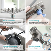 Robinet de lavabo à poignée unique rotatif à 360 degrés avec douchette extensible
