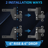Attelage de remorque réglable AMBISIN pour récepteur de 2 po - Réglage de hauteur de 6 po (abaissement/élévation)
