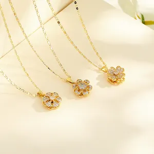 Wholesale Zircon Rotating Flower Bubble Charm Necklace Hip Hop Zirconia 18K Gold Plated Fashion Jewelry For Women