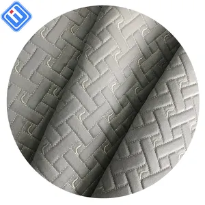 Wholesale Faux Embroidery Foam Backed Vinyl Stitched Quilted Knit Fabric For Car Seat Cover And Sofa