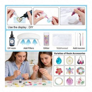 Handmade UV <b>Resin</b> Christmas Kit Accessories DIY Jewelry Crystal <b>Clear</b> Hard LED Lamp Silicone Molds Glitter Foil Flowers Pendants - Product Image 2