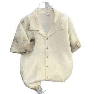Support de personnalisation d'un article <span class=keywords><strong>Chemise</strong></span> d'été décontractée à manches courtes pour hommes <span class=keywords><strong>Chemise</strong></span> tendance Cool Print Splicing <span class=keywords><strong>Chemise</strong></span> de couple - Product Image 5