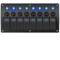 8 Gang lampu LED biru sakelar Panel sakelar Rocker tahan air 12V/24V berkabel untuk RV mobil otomotif perahu laut
