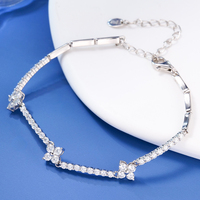 Harga Pabrik Pemasok Langsung Femme 925 Sterling Silver D Vvs Moissanite Gelang Mewah Rantai Tenis Bunga Berhias Mutiara
