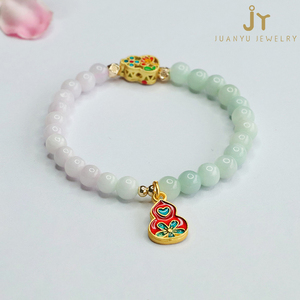 Bracelets de jade vert en pierre naturelle avec pompon <span class=keywords><strong>gourde</strong></span> Bracelets de perles de jade du Myanmar Bijoux de mode Bracelets de perles de jadéite de Birmanie - Product Image 6
