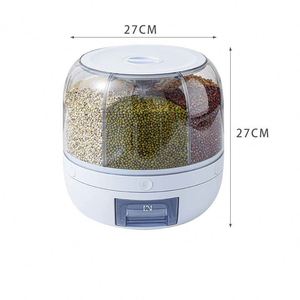 Round Dry Food 360 6-In-1 Rotating Plastic Grain Storage <b>Container</b> Cereal Dispenser for Home Kitchen - Product Image 6