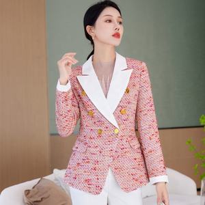 Nouveaux Modèles Ensemble de Bureau Business Femme Patchwork Blazer Zippé Pantalon Deux Pièces Style OL Costume Femme Bureau - Product Image 3