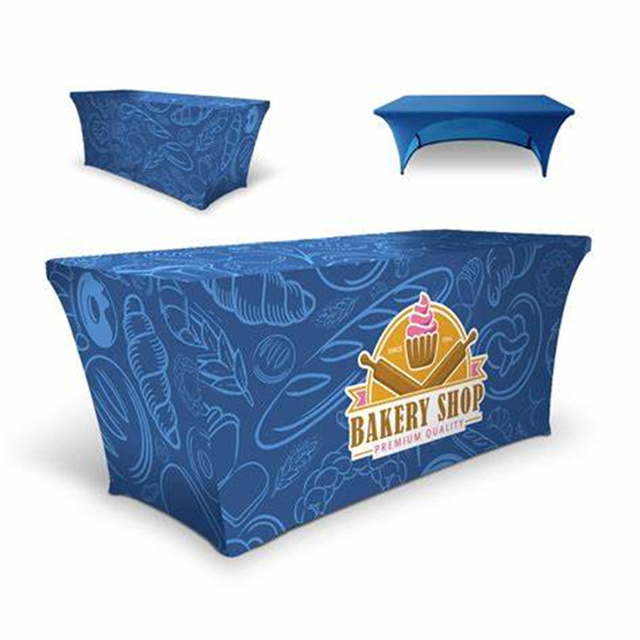 logo Table Cloth Custom 6ft Printed Fitted Stretch Rectangular Spandex Table Cover With logo