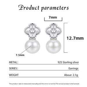 Elegantes Pendientes de Perlas de Agua Dulce de Plata S925 con Circonita, Joyería con Diseño de Estrella Curva para Mujer, Regalo de Boda - Product Image 5